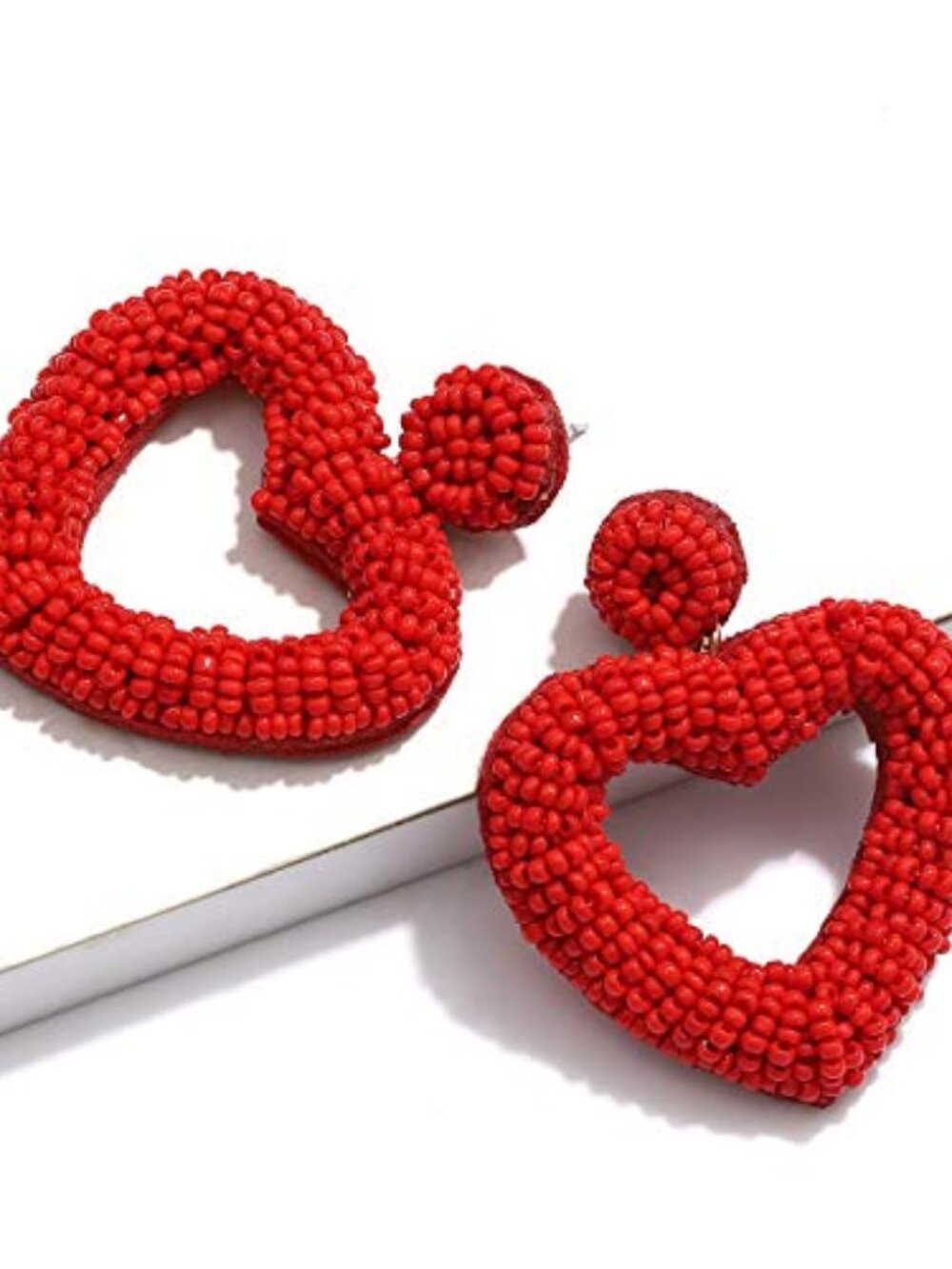Valentine's Day Earrings for Women Beaded Heart Earrings Handmade Bead LOVE XOXO